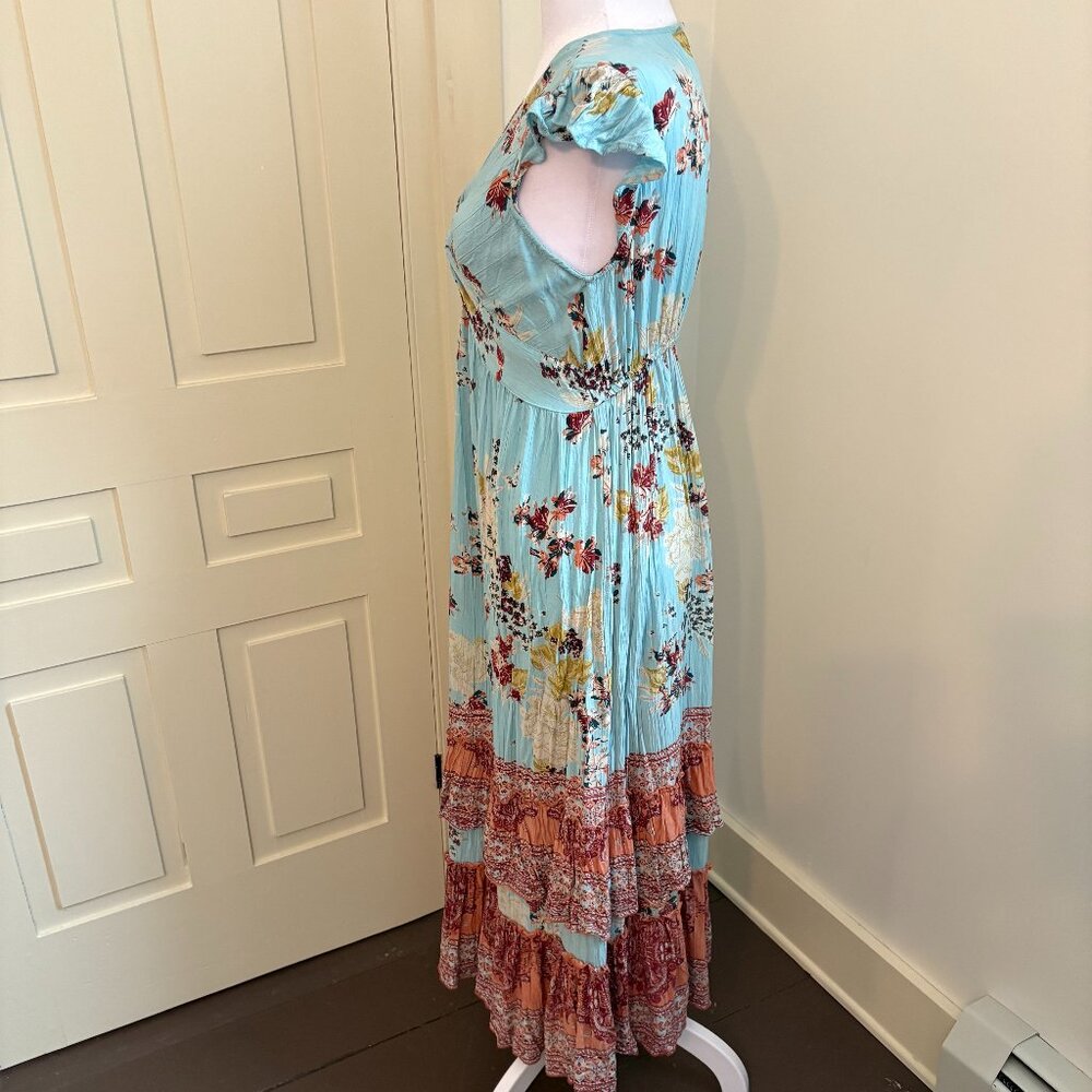 Blue and Apricot Tiered Maxi Dress by Angie - Picture 2 of 8